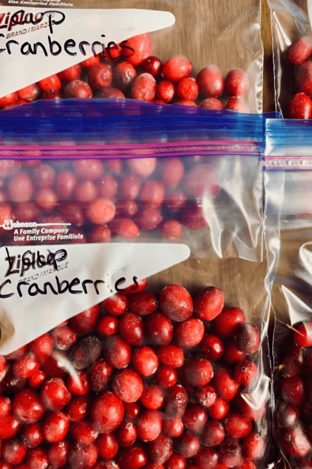 cranberries in a ziploc bag