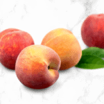 peaches on a marble counter